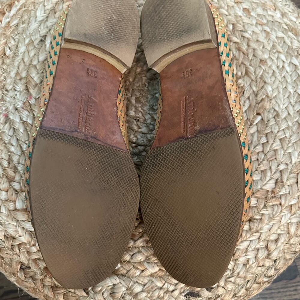 Amberone Woven Leather Loafers – Tan Multicolor Basketweave – Size 36 1/2 US 6 - Picture 7 of 10